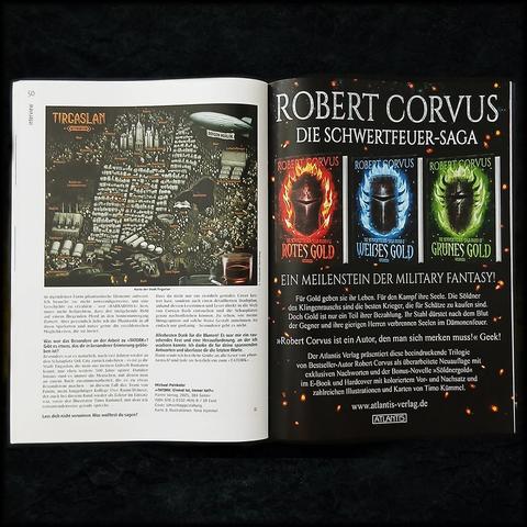 Foto des aufgeschlagenen Magazins mit dem Interview. Text und meine Illus.