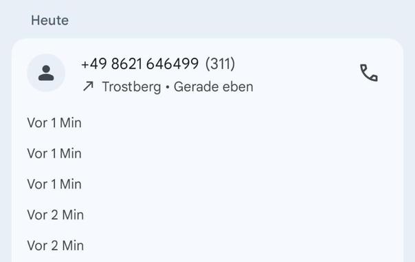 Screenshot von Smartphone 1: 311 Anrufe in kurzen Abständen