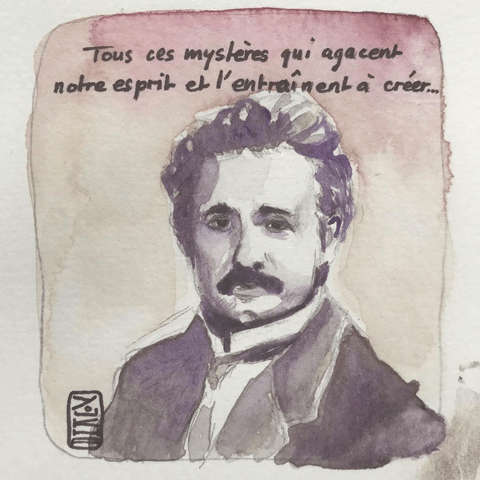 Watercolor portrait of Albert Einstein