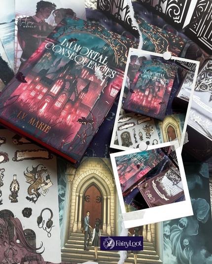 Verschiedene Perspektiven vom Buch Immortal Consequences von I.V. Marie plus Merch