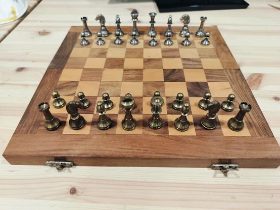 A wooden board with metal pieces!