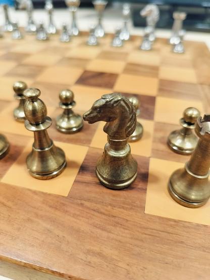 A closeup of the metal pieces.