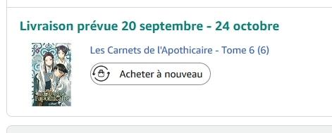 Les Carnets de l'apothicaire, tome 6 : mon exemplaire du roman n'arrivera pas avant plusieurs semaines.