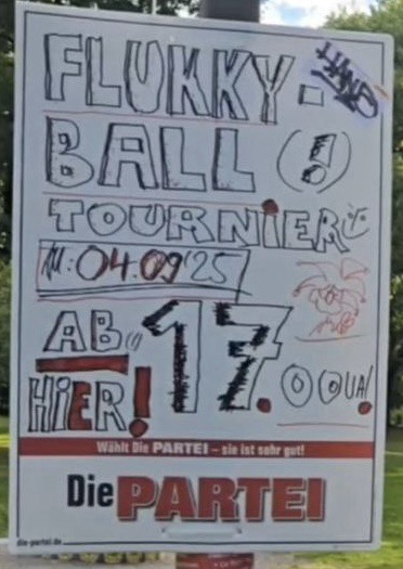 Ein Plakat, das sagt, was der Text sagt.