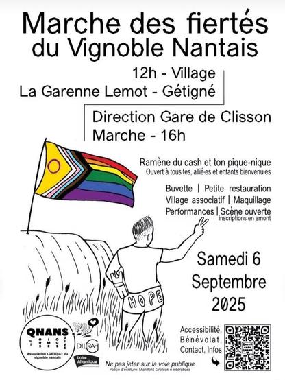 Affiche de la marche des fiertés du vignoble nantais le 6 septembre