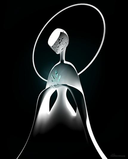 Phos from Hoseki no Kuni holding blue-green gemstone shards.