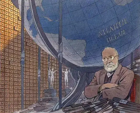 “From the Mundaneum to the Internet.” François Schuiten. Stamp
