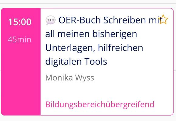 Screenshot eines teils eines digitalen Programms. Text: ein OER-Buch schreiben.