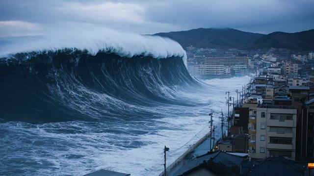 tsunami-wave-crashing-into-city by freepik