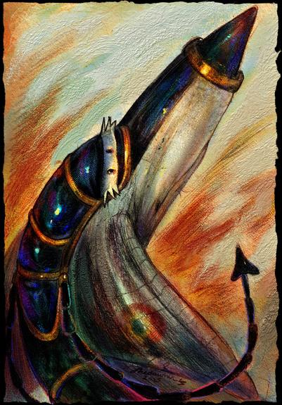 A colorful digital portrait of an anthropomorphic plane character. His design is loosely based off a MiG-21.