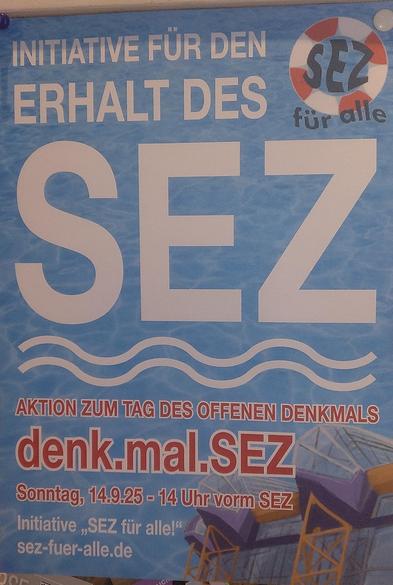 Berlin 14.09. 2025 
👋 14 Uhr 🧭🏖

Aktion zum Tag des offenen Denkmals

Initiative zum Erhalt des SEZ "Sport und Erholungszentrum"