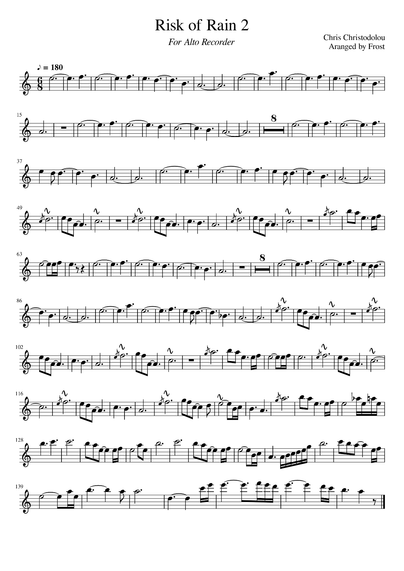The Risk of Rain 2 title theme, arranged for alto recorder.