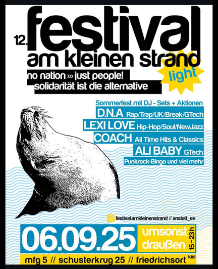 Veranstaltungsplakat des Festival am kleinen Strand am 06. September 2025.