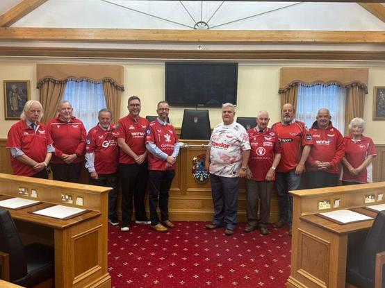 Llanelli Town councillors in their council chamber