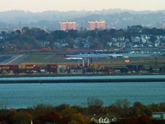 Neptune Towers apartments, 130 Neptune Blvd, Lynn MA photographed from Buck Hill.