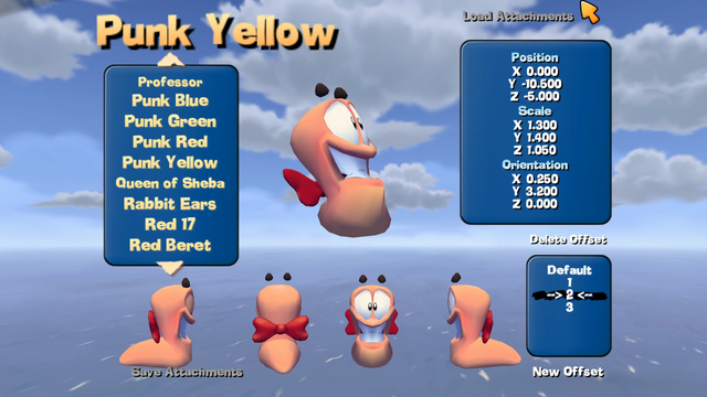 Bow on the bottom back of head (because worms don't have defined necks here)