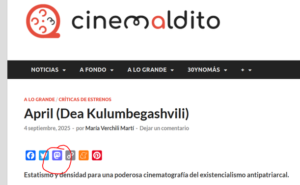Críticas de estrenos
April (Dea Kulumbegashvili)
4 septiembre, 2025 - por María Verchili Martí 

Estatismo y densidad para una poderosa cinematografía del existencialismo antipatriarcal.