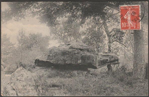 Printed monochrome postcard showing a view of the rock formation known as La Tortue d'Apremont at Barbizon in France.

Published by Charles L'Hôpital, Paris, C.L.C., No 132.

Postally used on 10 August 1909 with Rue des Pyrenees, Paris cancellation on red 10 centimes stamp and sent to Madame Drain, 15 Rue Jean Macé, Paris.

Very good condition, with slight corner bumps.