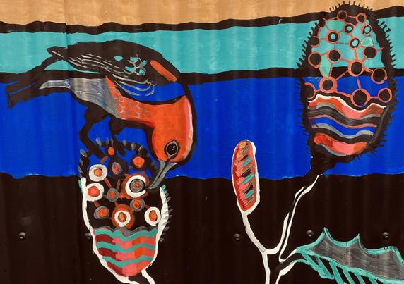 Bird and banksia, Mural, Bellingen
