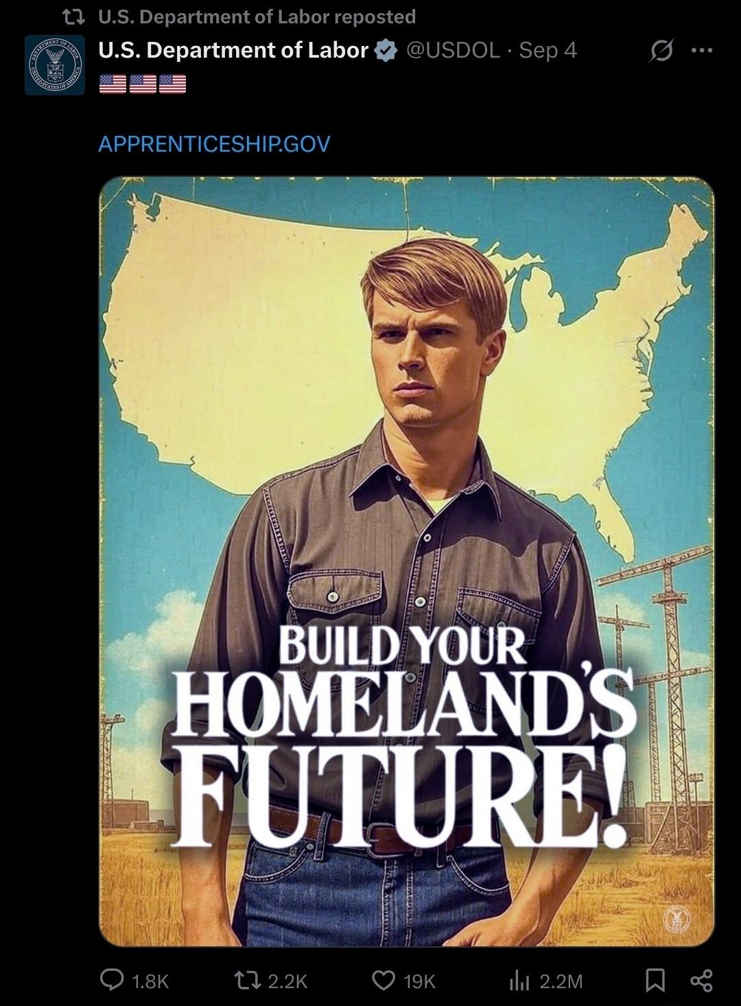 US propaganda poster from the department of labour.