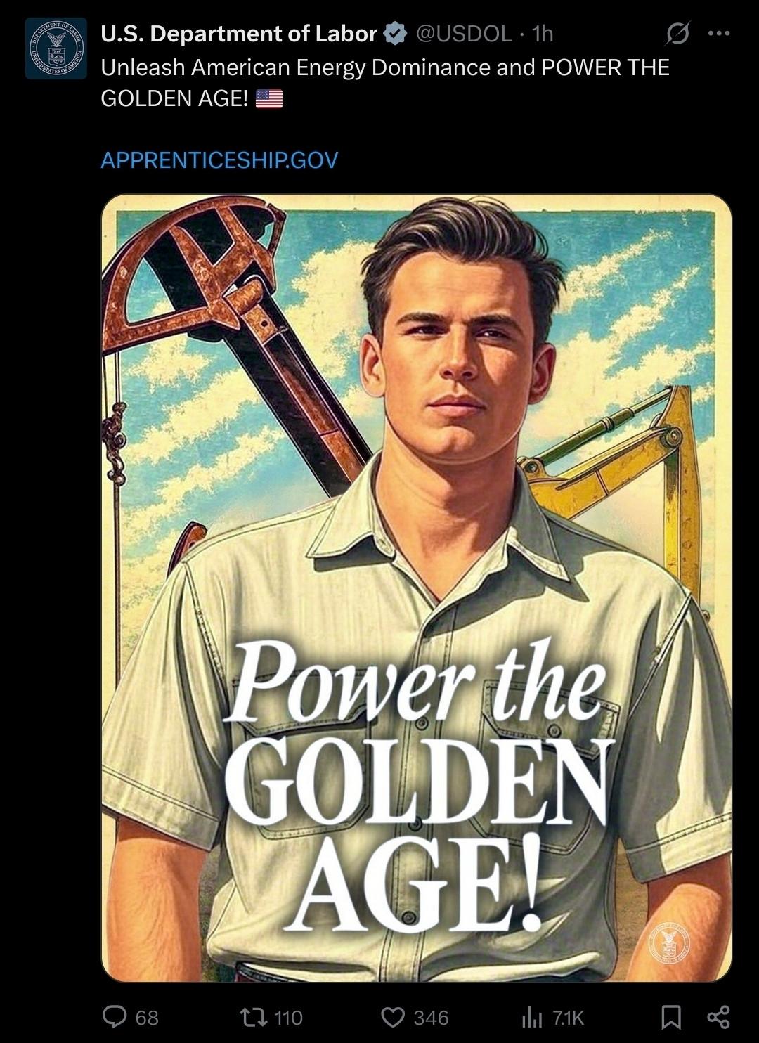 US propaganda poster from the department of labour.