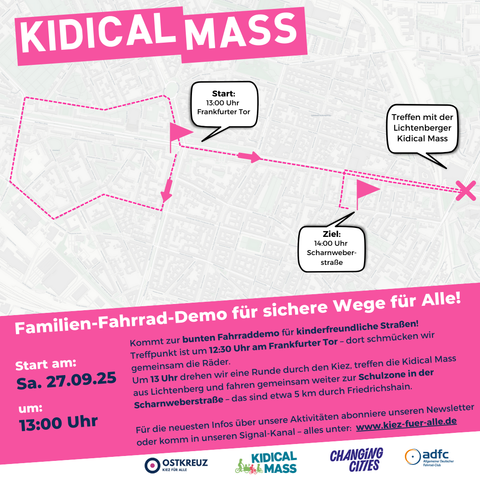 Karte von der Route der Kidical Mass.