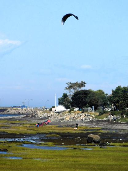 Activité nautique particulièrement spectaculaire par grand vent — sans doute du wingsurf, à moins que je me trompe — comme ici, sur cette photographie prise dans l’estuaire du Saint-Laurent à Rimouski, où les conditions semblent idéales pour sa pratique.
© 2025, Chartrand Saint-Louis, photographie