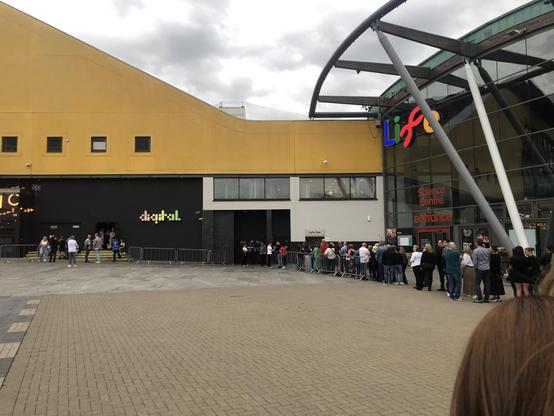 A queue of fans outside Digital, Newcastle