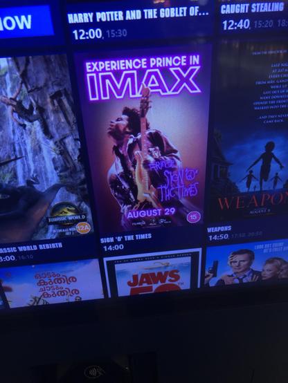 A close-up of a graphic advertising the Sign ☮️ The Times IMAX screening at Odeon Metrocentre, Gateshead, UK