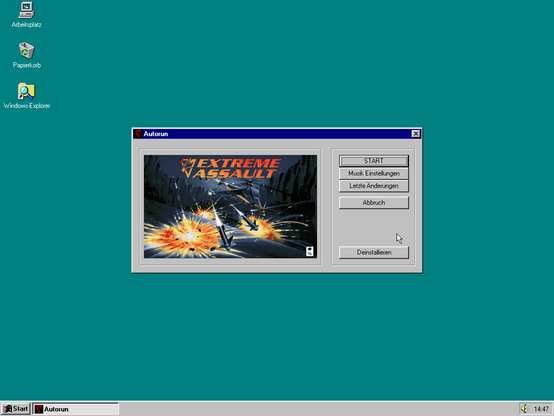 Extreme Assault, Windows 95 main menu