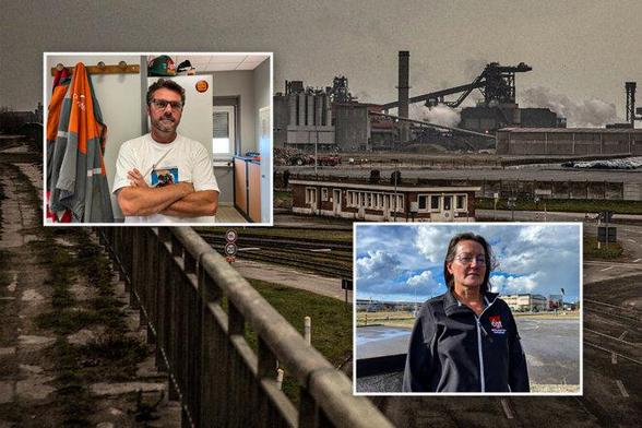 À Dunkerque, le fatalisme et la colère face aux choix d’ArcelorMittal © Photomontage Mediapart avec Édouard Bride et Élisa Perrigueur