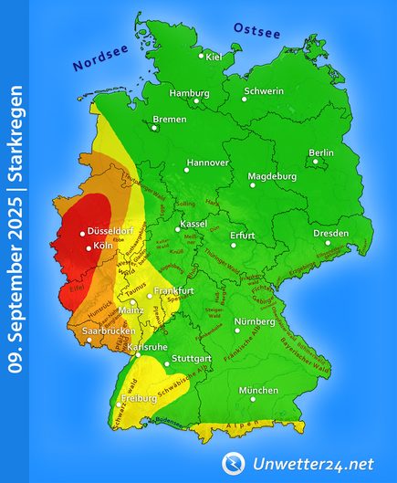 Viel Regen am 09. September 2025