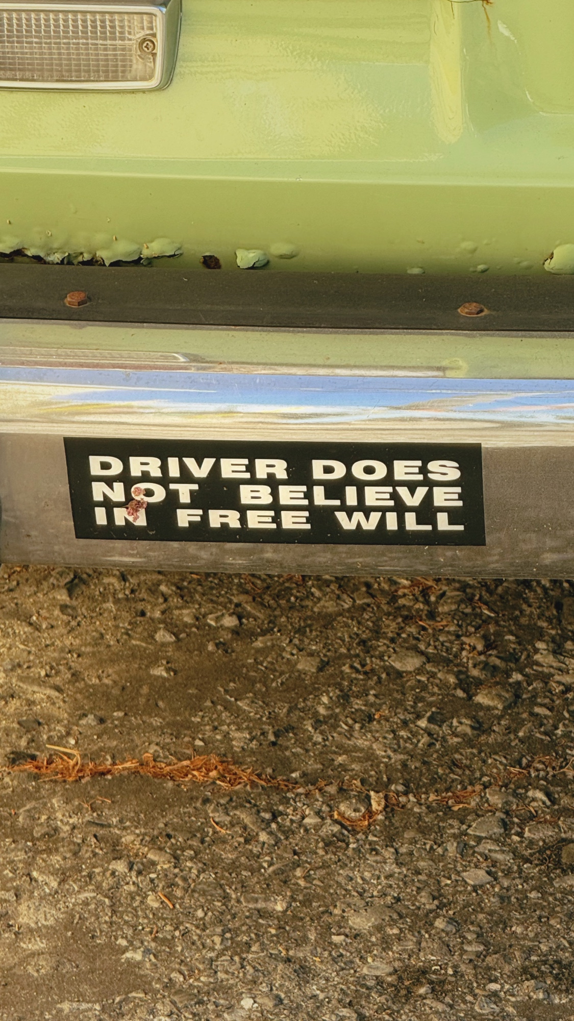 DRIVER DOES NOT BELIEVE FREE WILL