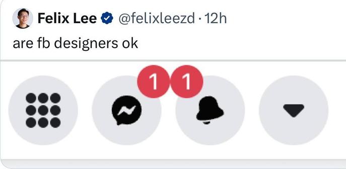 Screenshot of facebook UI with two notification bubbles touching each other intimately