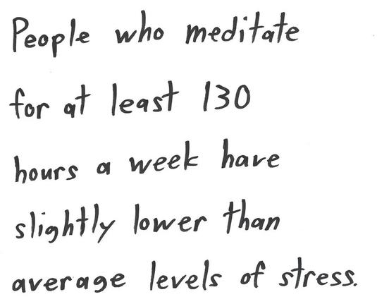 People who meditate
for at least 130
hours a week have
slightly lower than
average levels of stress.