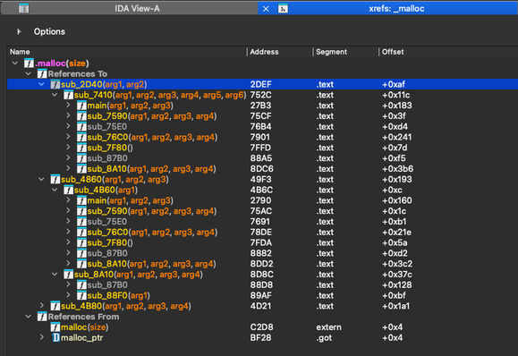 A screenshot of the new Xref Tree functionality in IDA 9.2
