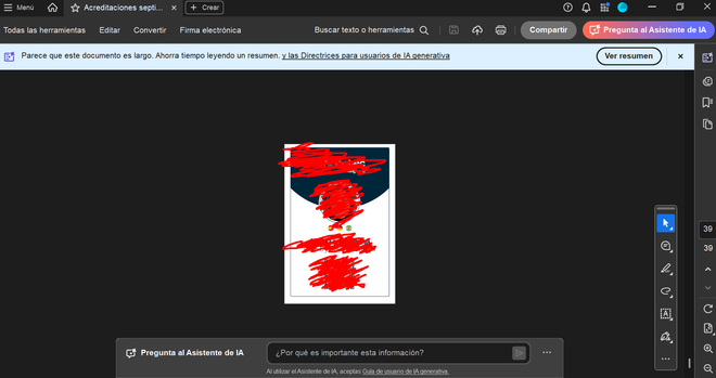 Captura de pantalla de Adobe Acrobat con tres llamadas insistentes a usar la IA que nadie ha pedido para ver un PDF