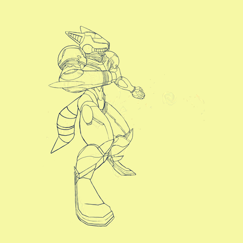 scribble of Samus Aran as an anthro canine