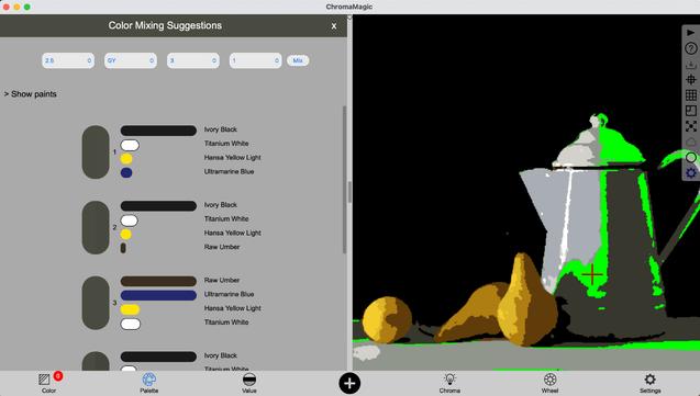ChromaMagic 3 mixing suggestion page