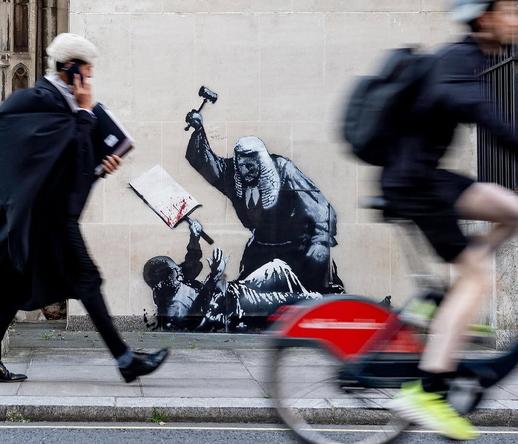 Banksy mural shows judge beating protester amid Palestine Action crackdown