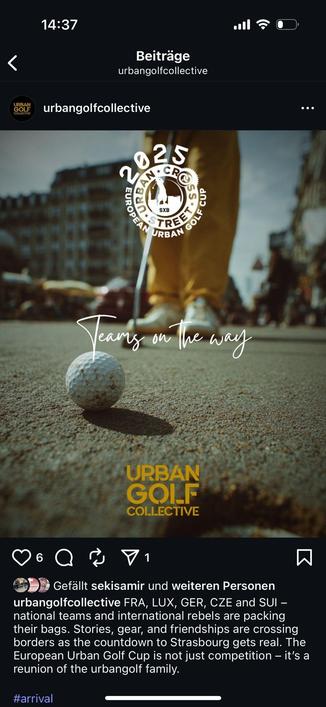 Screenshot von einer anderen Social Medi Plattform zum European Urban Golf Cup
