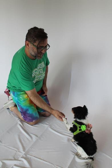 Liddle does her hand shake paw trick