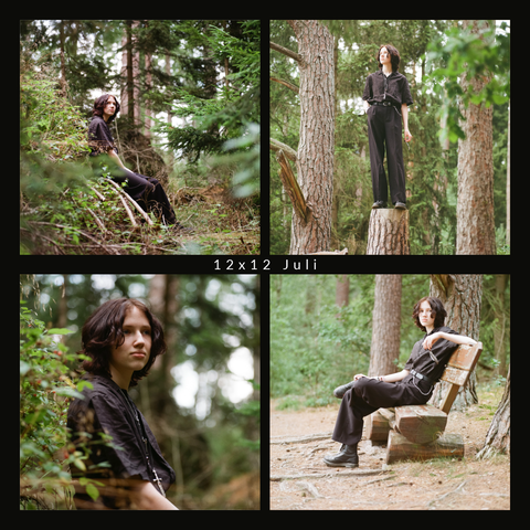 Kollage der folgenden 4 Bilder, in der Mitte steht "12x12 Juli"