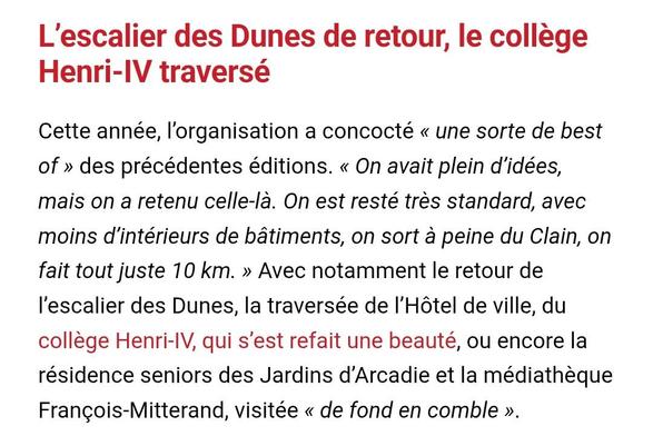 Capture d'écran de l'article mentionnant que la Médiathèque François-Mitterrand sera visitée "de fond en comble".