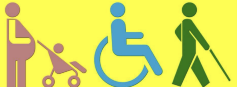 alcuni degli esclusi a causa delle barriere architettoniche: donne incinte o con passeggino, persone in carrozzella, non vedenti