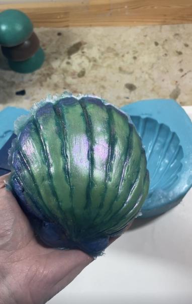 Iridescent sea shell made out of silicone