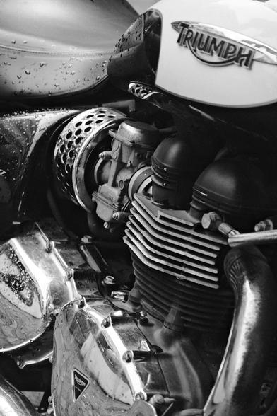 Close up of a motorbike made by very old company with an unfortunate name.