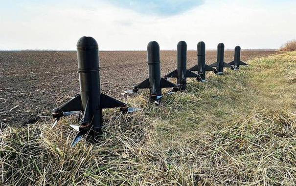The Ukrainian ODIN Win_Hit high-speed FPV interceptor drones, shown in a vertical launch configuration, were designed to target and destroy loitering munitions in flight
