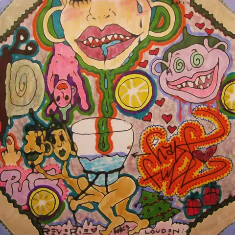 The album cover of Half Full by Reverie depicts a wild and chaotic psychedelic collage, blending graffiti-inspired textures with surreal cartoon characters. At the center, a glass sits half-filled with water, symbolizing perspective and the balance between optimism and pessimism. Surrounding it are dripping faces with exaggerated features, lemons, strawberries, hearts, and abstract shapes, all rendered in bold neon colors. The cover merges street art, surrealism, and raw emotion, reflecting Reverie’s unfiltered lyrical voice and her ability to turn chaos into expression.