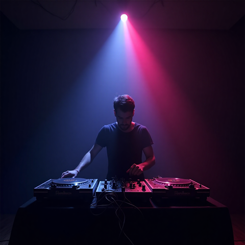 DJ v záři reflektoru